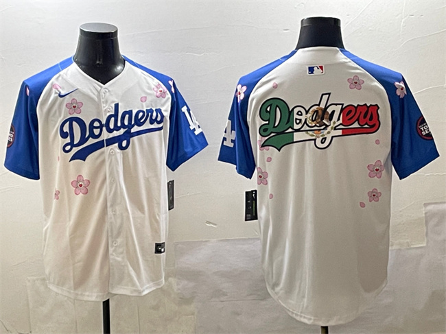 Men's Los Angeles Dodgers Team Big Logo White/Royal 2025 Tokyo Series Limited Stitched Baseball Jersey 001 Men's Los Angeles Dodgers Team Big Logo White/Royal 2025 Tokyo Series Limited Stitched Baseball Jersey 001